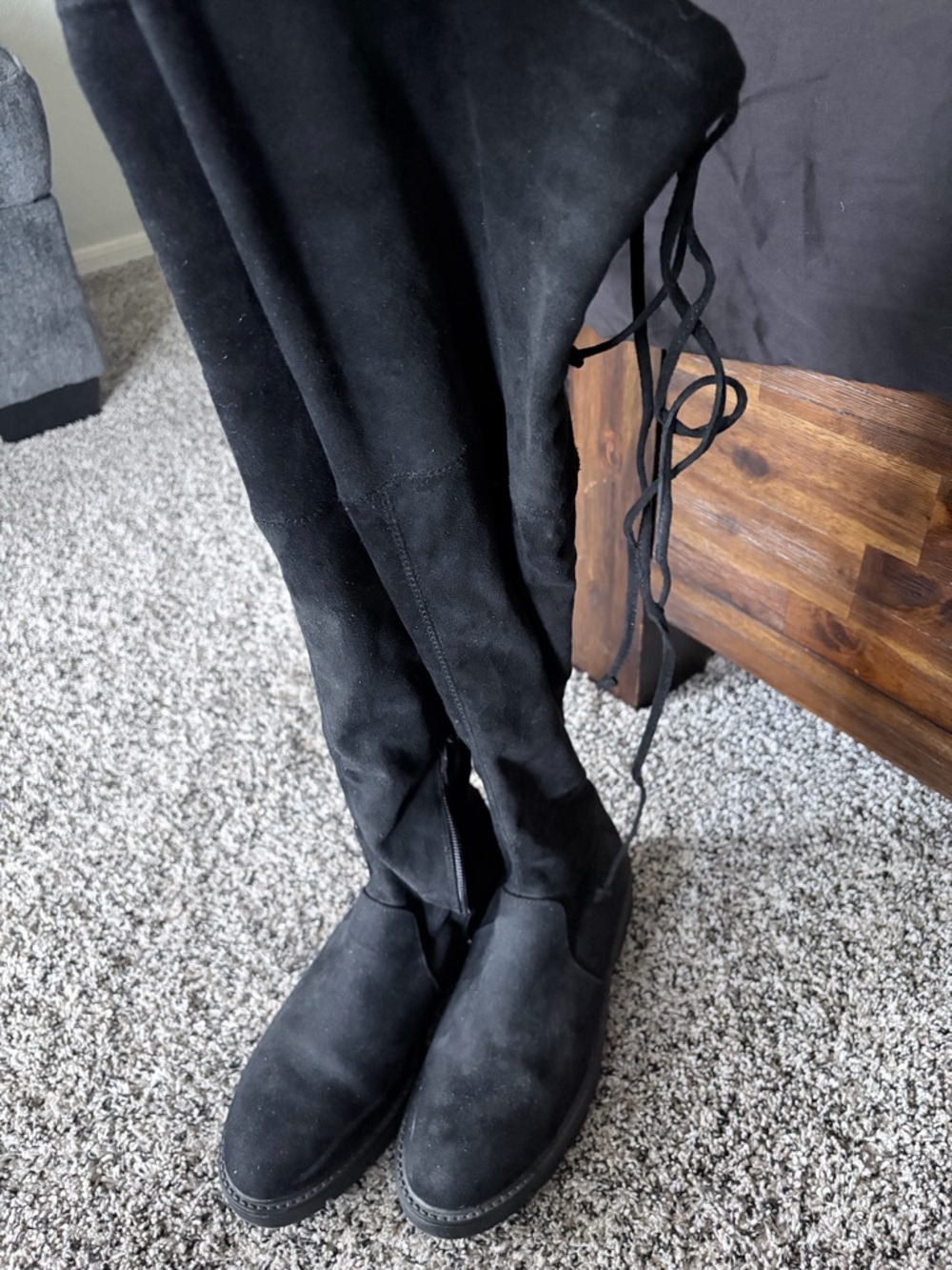 Over-the-Knee Black Suede Boots